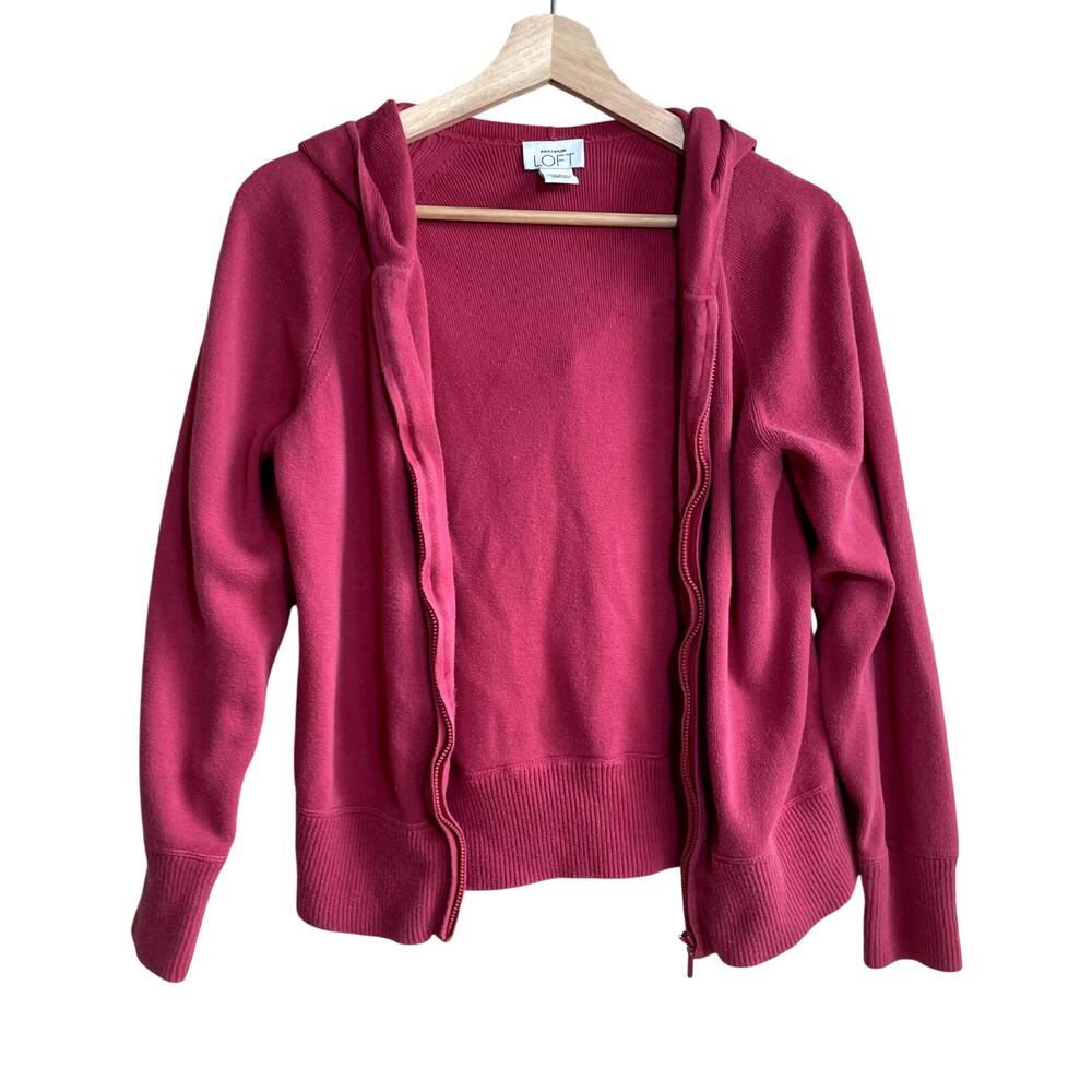 Ann Taylor cotton LOFT y2k bella twilight cropped full zip cardigan women's M